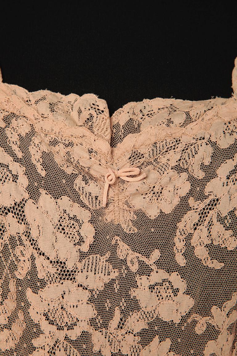 Beige Pink silk and lace sleeping gown Circa 1930
