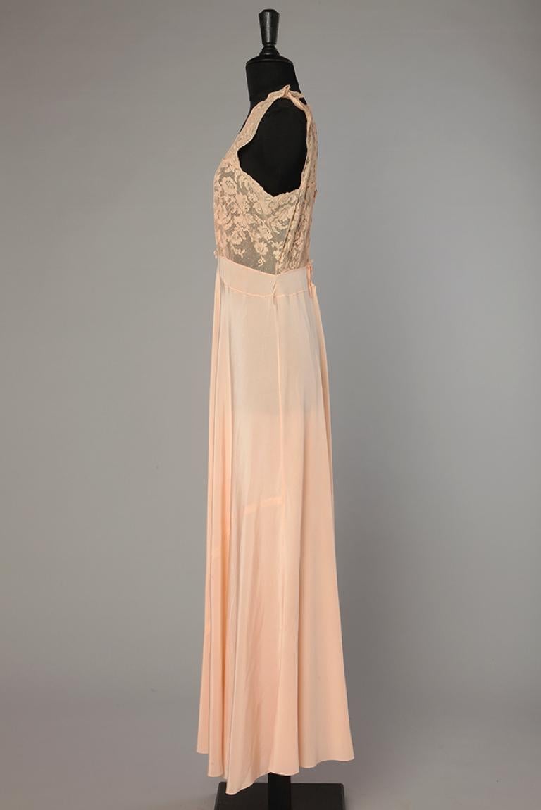 Pink silk and lace sleeping gown Circa 1930 2