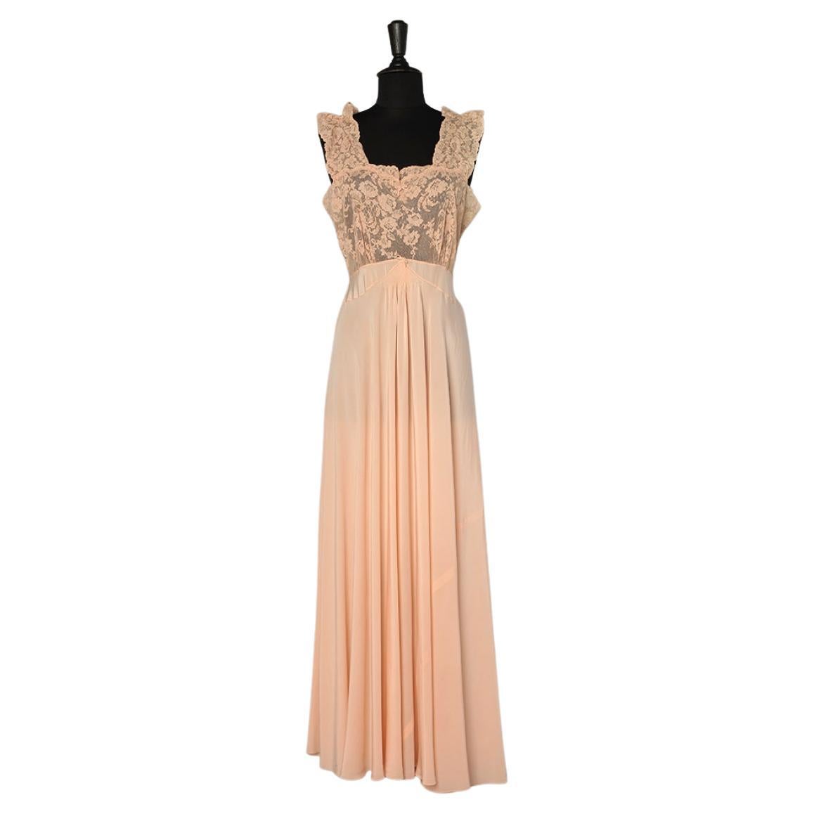 Pink silk and lace sleeping gown Circa 1930