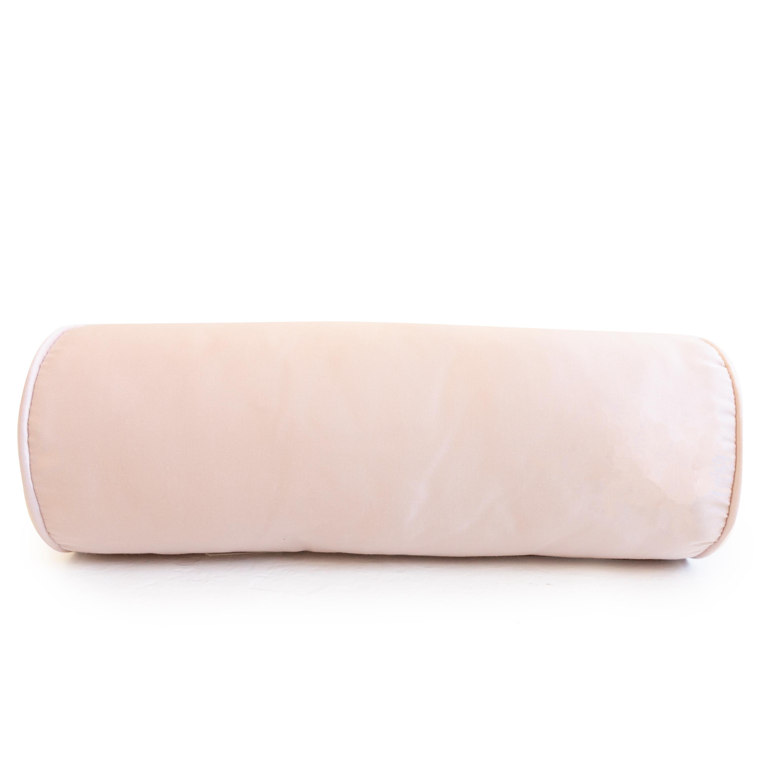 Pink Satin Bolster Pillows In Excellent Condition In Greenwich, CT