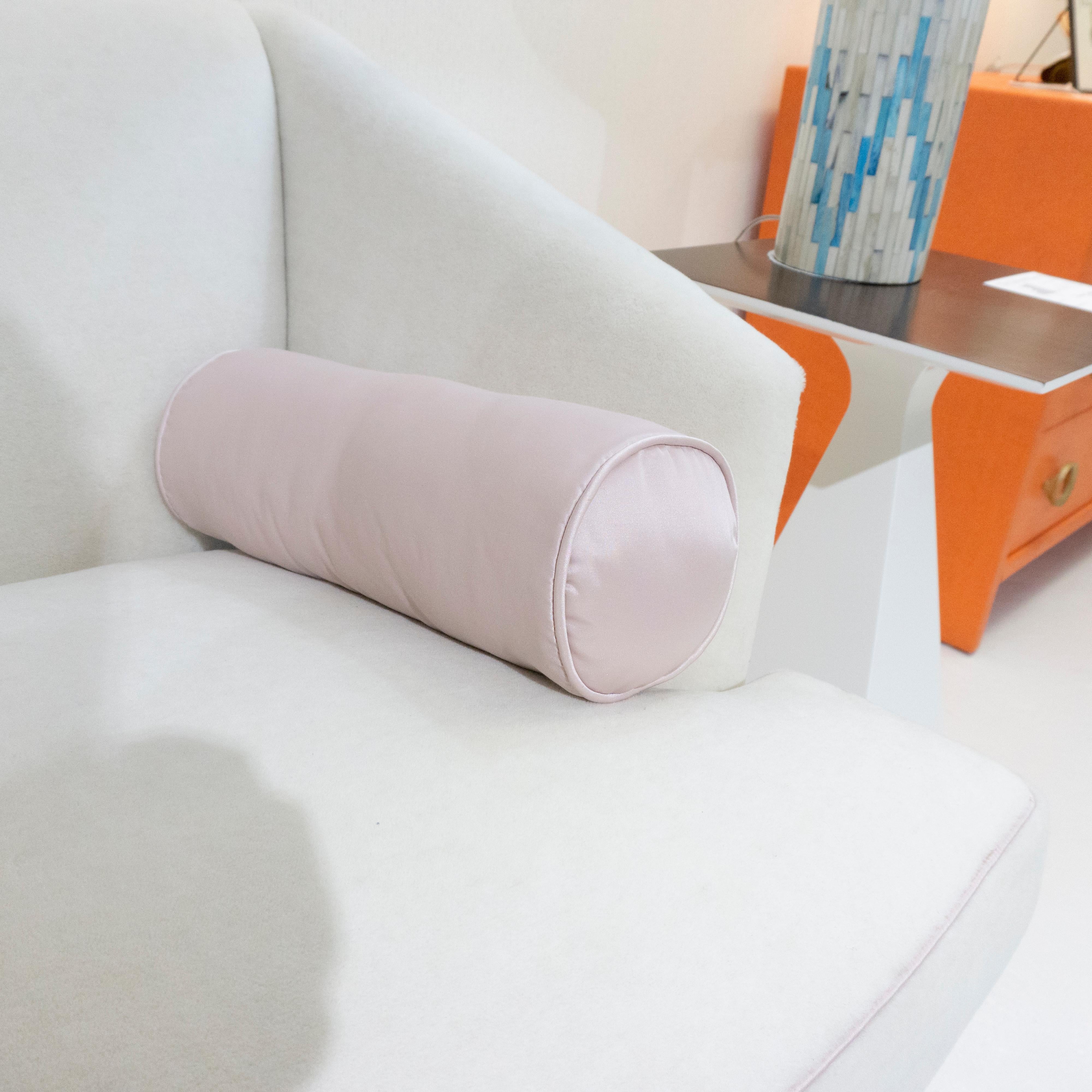 Silk Pink Satin Bolster Pillows