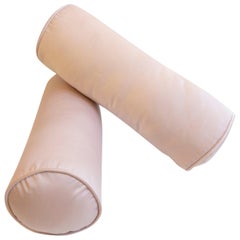 Pink Satin Bolster Pillows