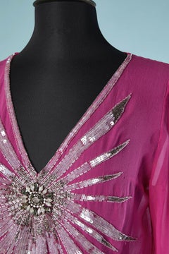 Pink silk chiffon blouse with embroideries Gai Mattiolo Couture