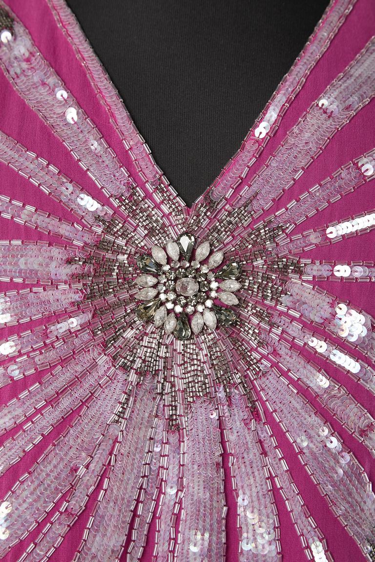 Rosa Bluse aus Seidenchiffon mit Stickereien von Gai Mattiolo Couture  (Pink) im Angebot
