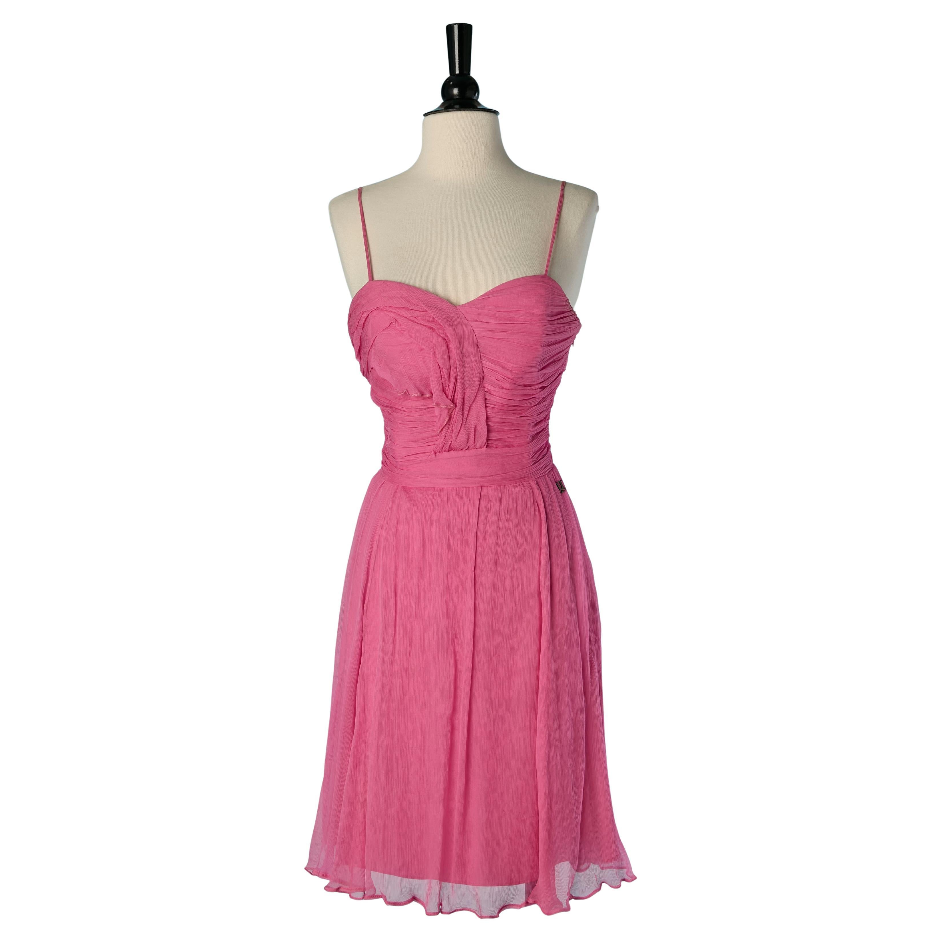 Pink silk chiffon cocktail dress JOHN GALLIANO