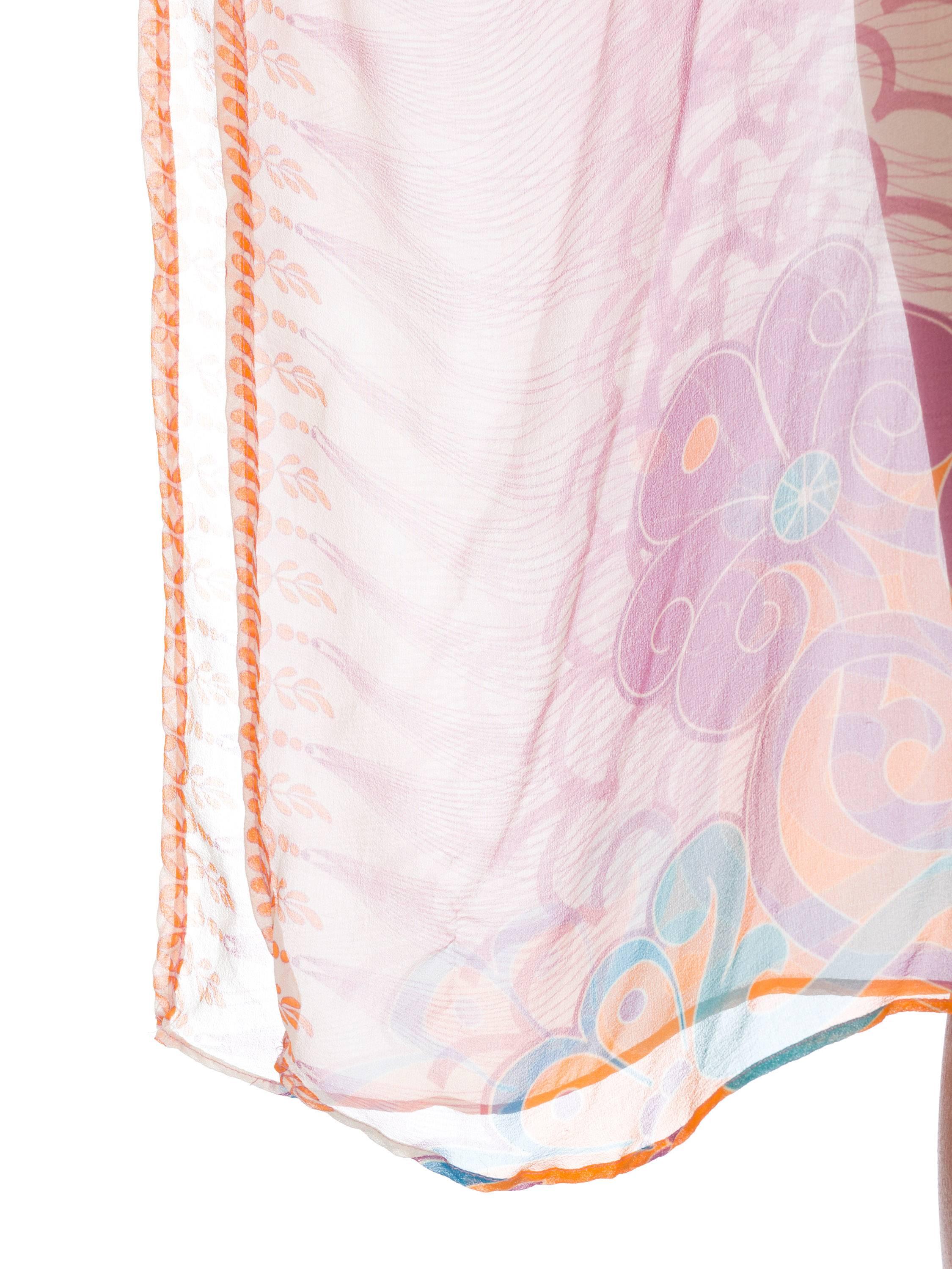 Pink Silk Chiffon Kaftan With Chain Detail by Morphew 7