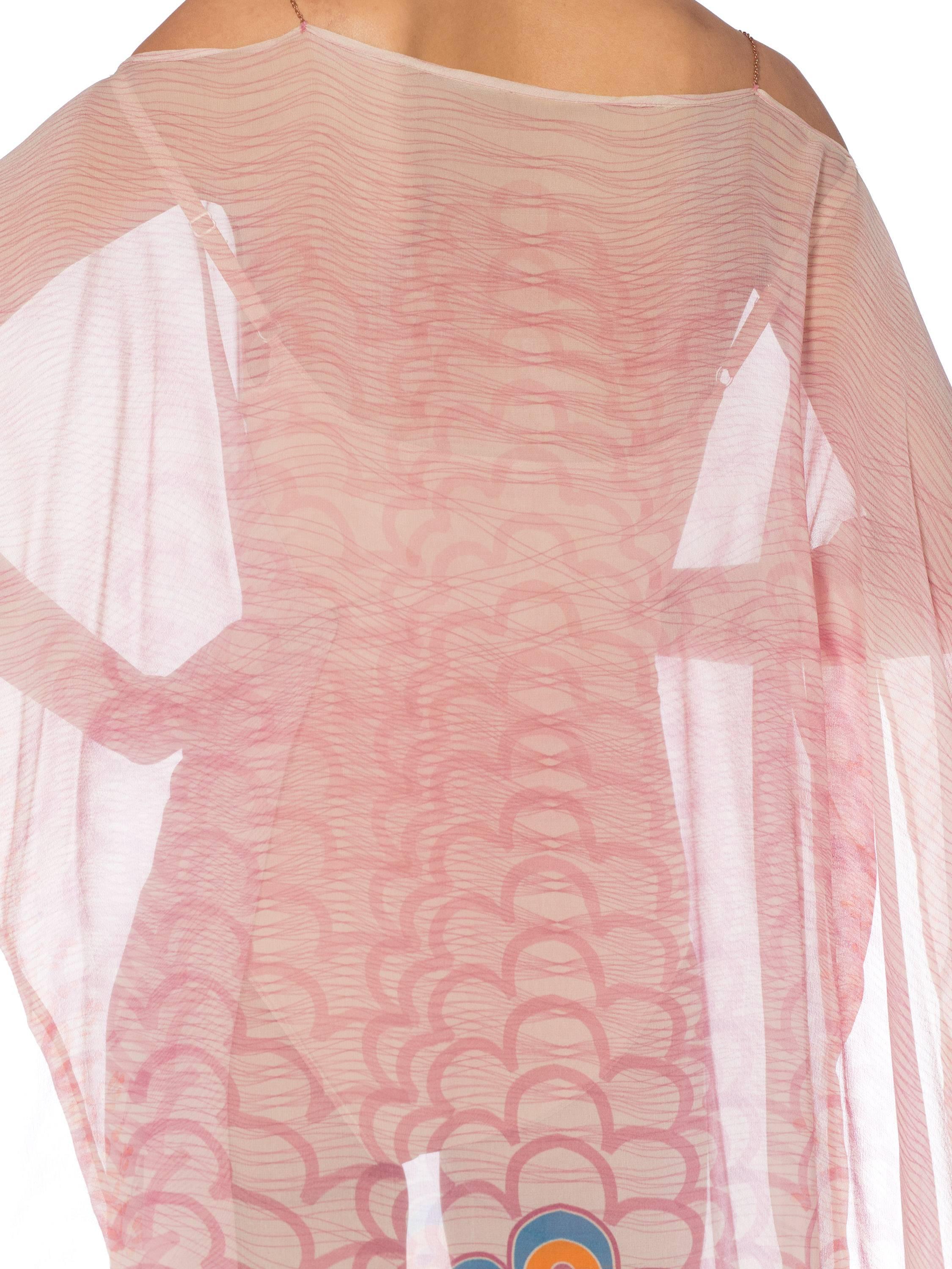 Pink Silk Chiffon Kaftan With Chain Detail by Morphew 8