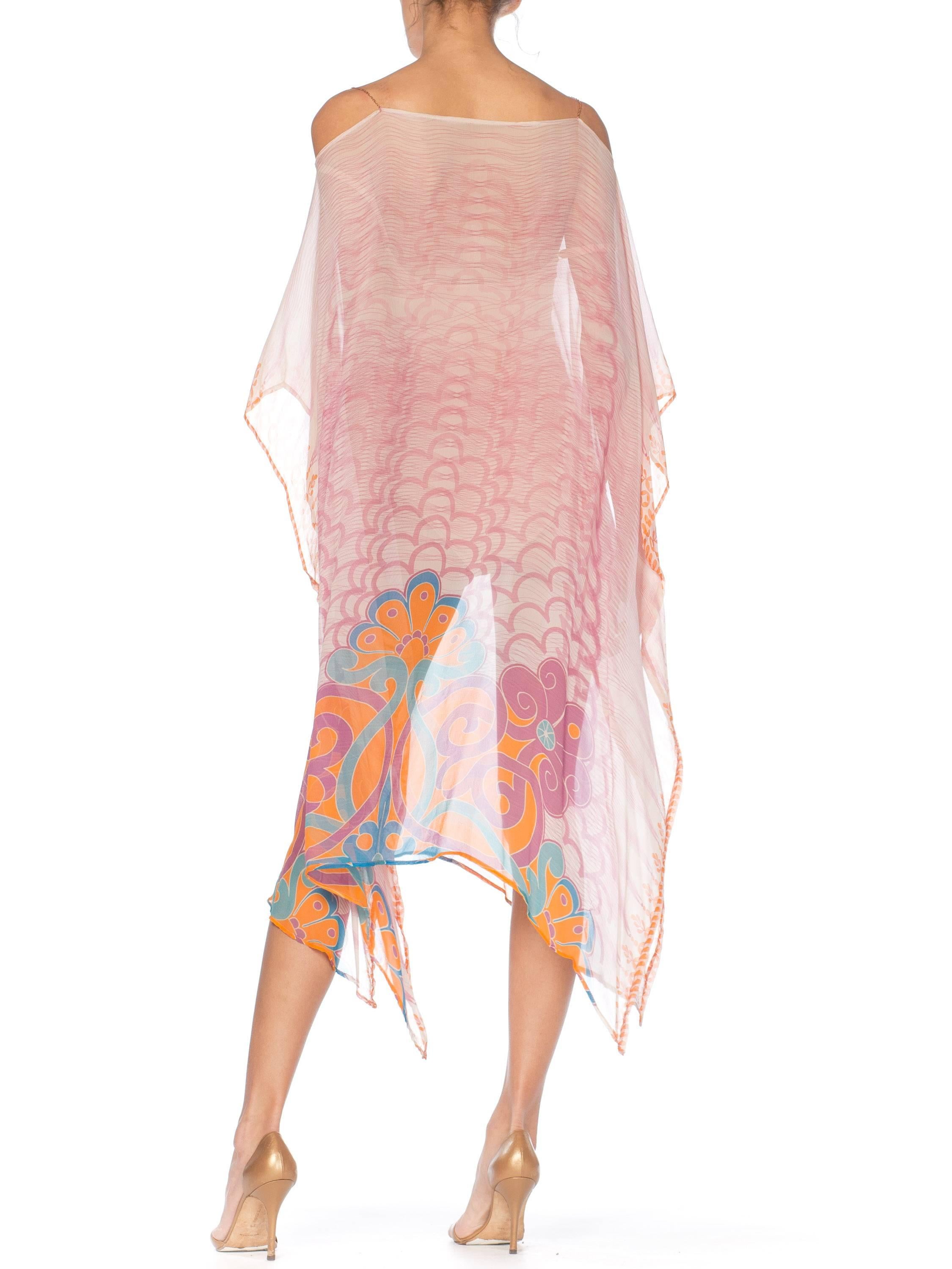 Pink Silk Chiffon Kaftan With Chain Detail by Morphew 1