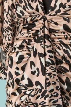 Pink silk cocktail dress with animal print ALEXANDRE VAUTHIER