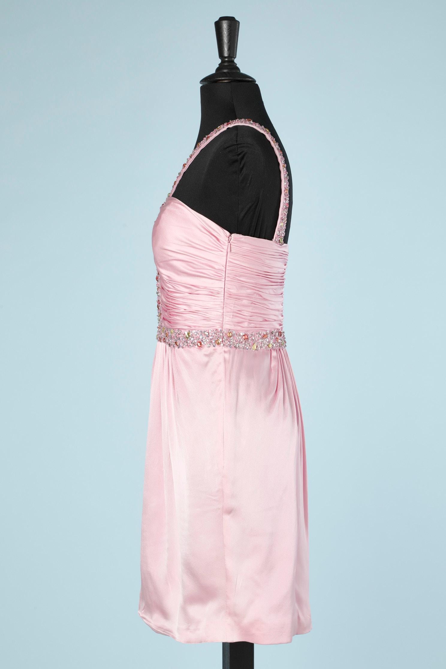 Women's Pink silk embroidered cocktail dress