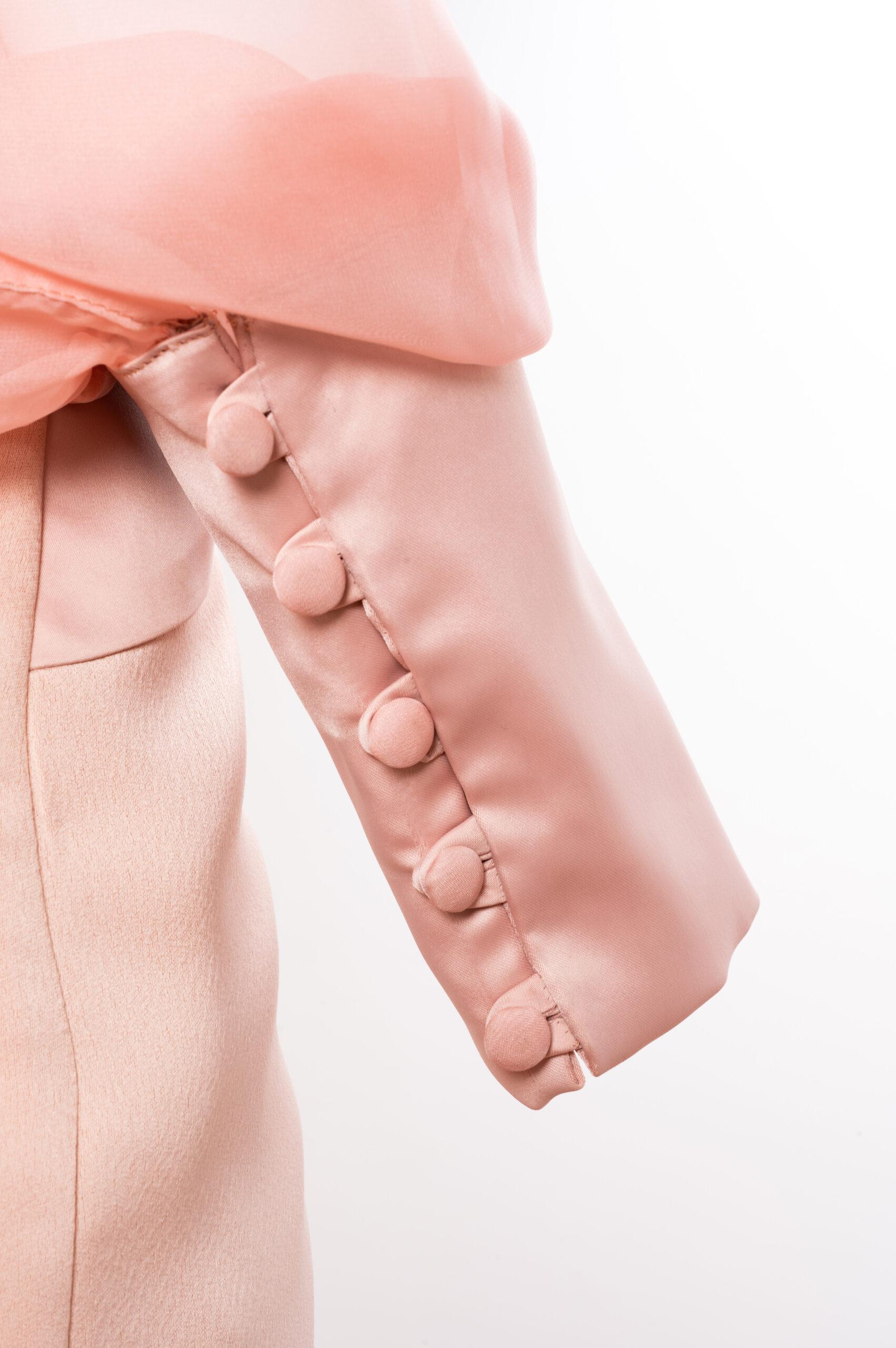 pink silk long sleeve dress