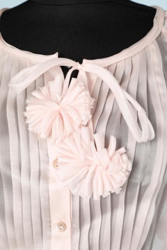 Pink silk pleated organza blouse Paola Frani