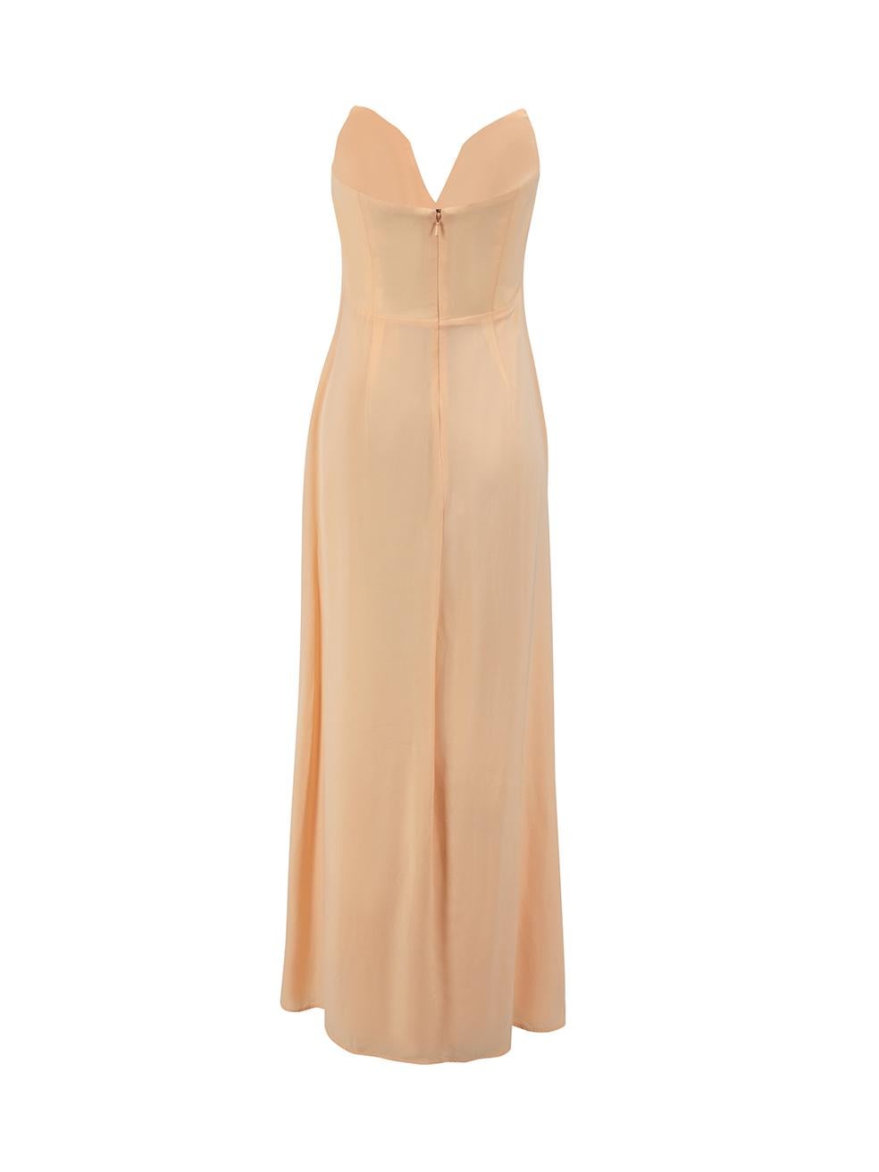 Orange Pink Silk Ruched Maxi Dress Size L