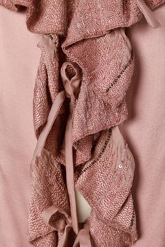 Pink silk ruffled shirt with sequins embroidered Roberto Cavalli