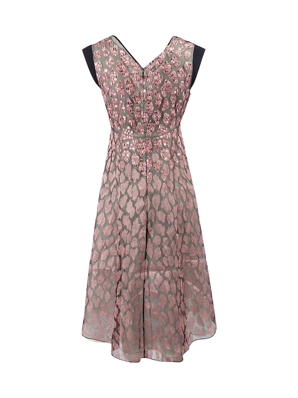Brown Christian Dior Pink Silk Sequin Embellished Sleeveless Knee Length Dress Size M