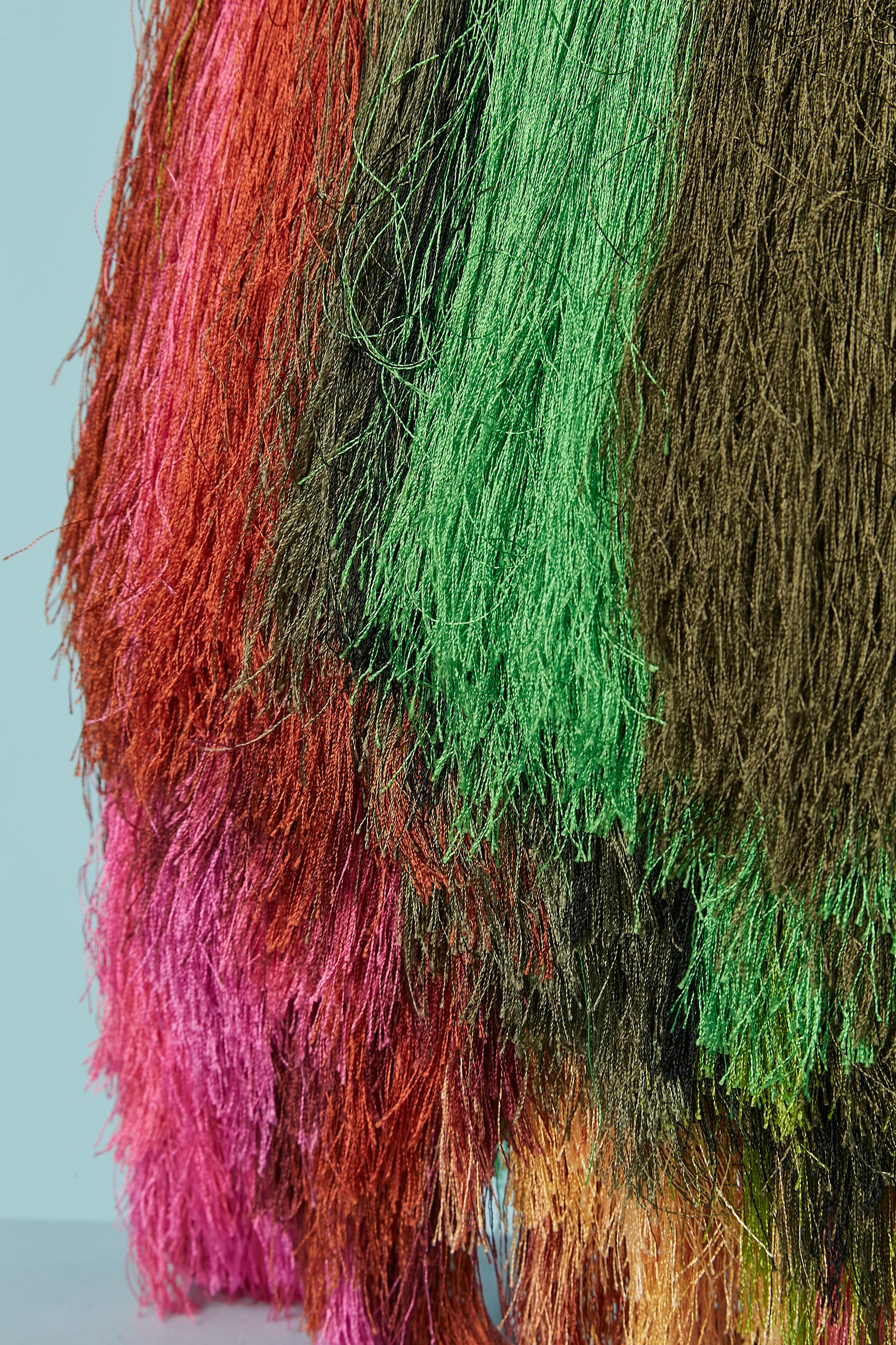 Pink silk shoulder bag with silk multicolor fringes Dries Van Noten For Sale 1