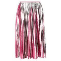 Pink & Silver Pleated Knee Length Skirt Size XS