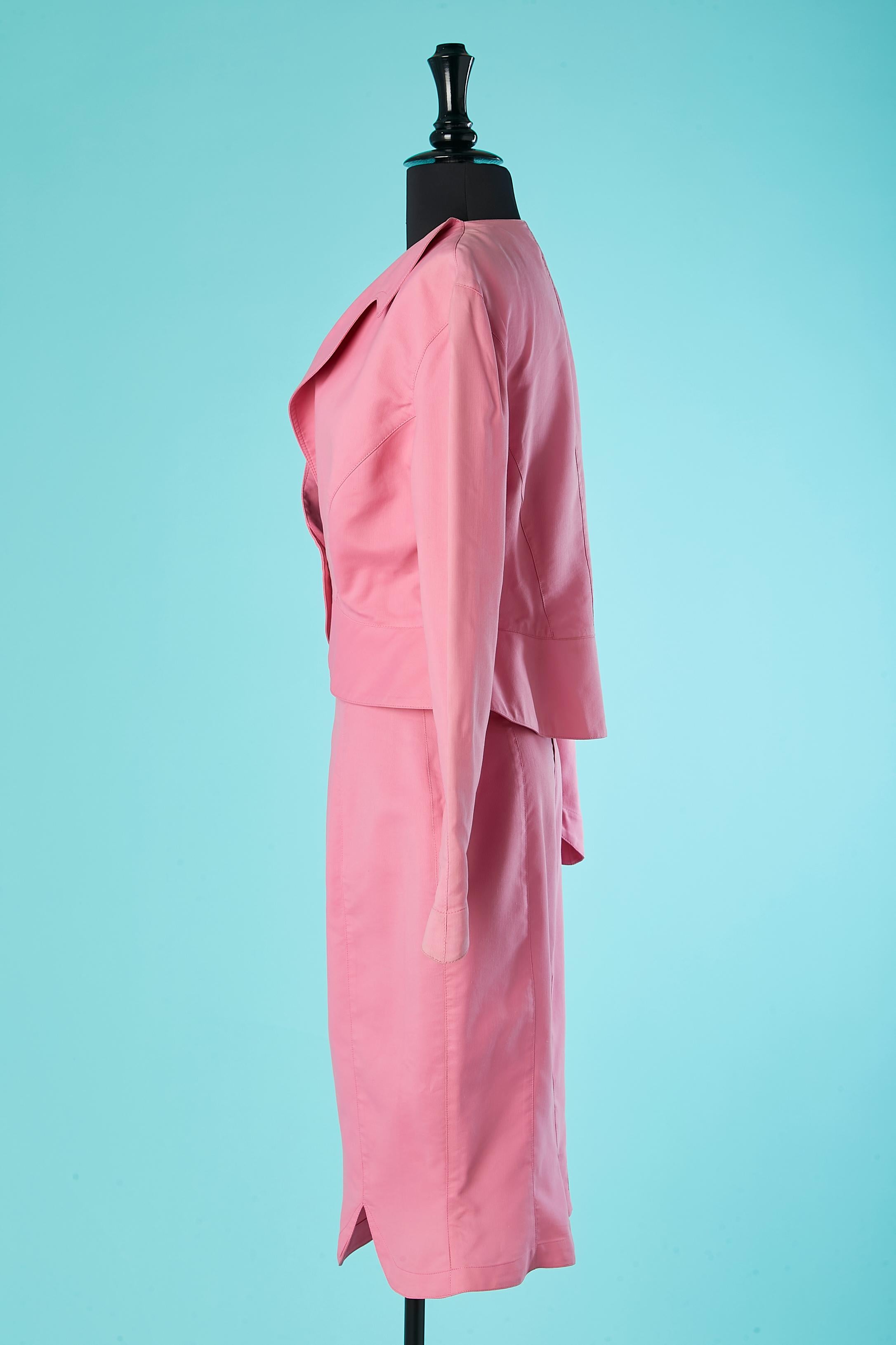 Women's Pink skirt-suit with asymmetrical collar Thierry Mugler ACTIV Circa 1990's 