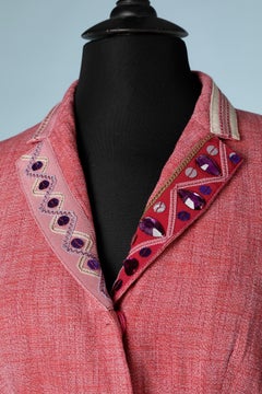 Pink skirt-suit with cabochons and ribbons embellishment Moschino Cheap and Chic