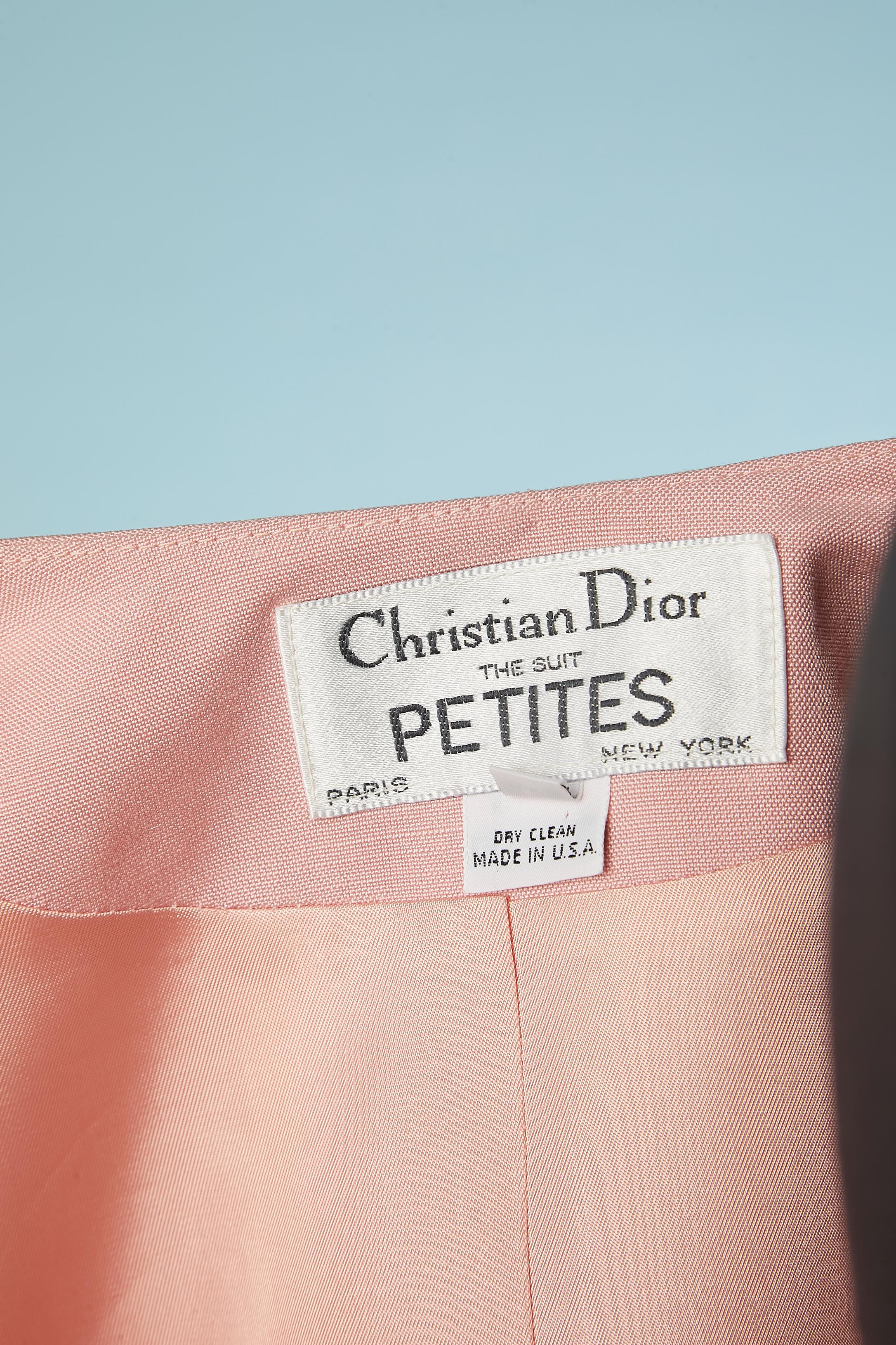 Pink skirt-suit with mother-of-shell button Christian Dior Suit 