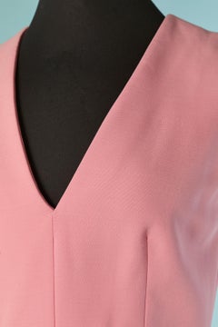 Pink sleeveless cocktail dress with burgundy satin ruffle ALEXANDER McQUEEN