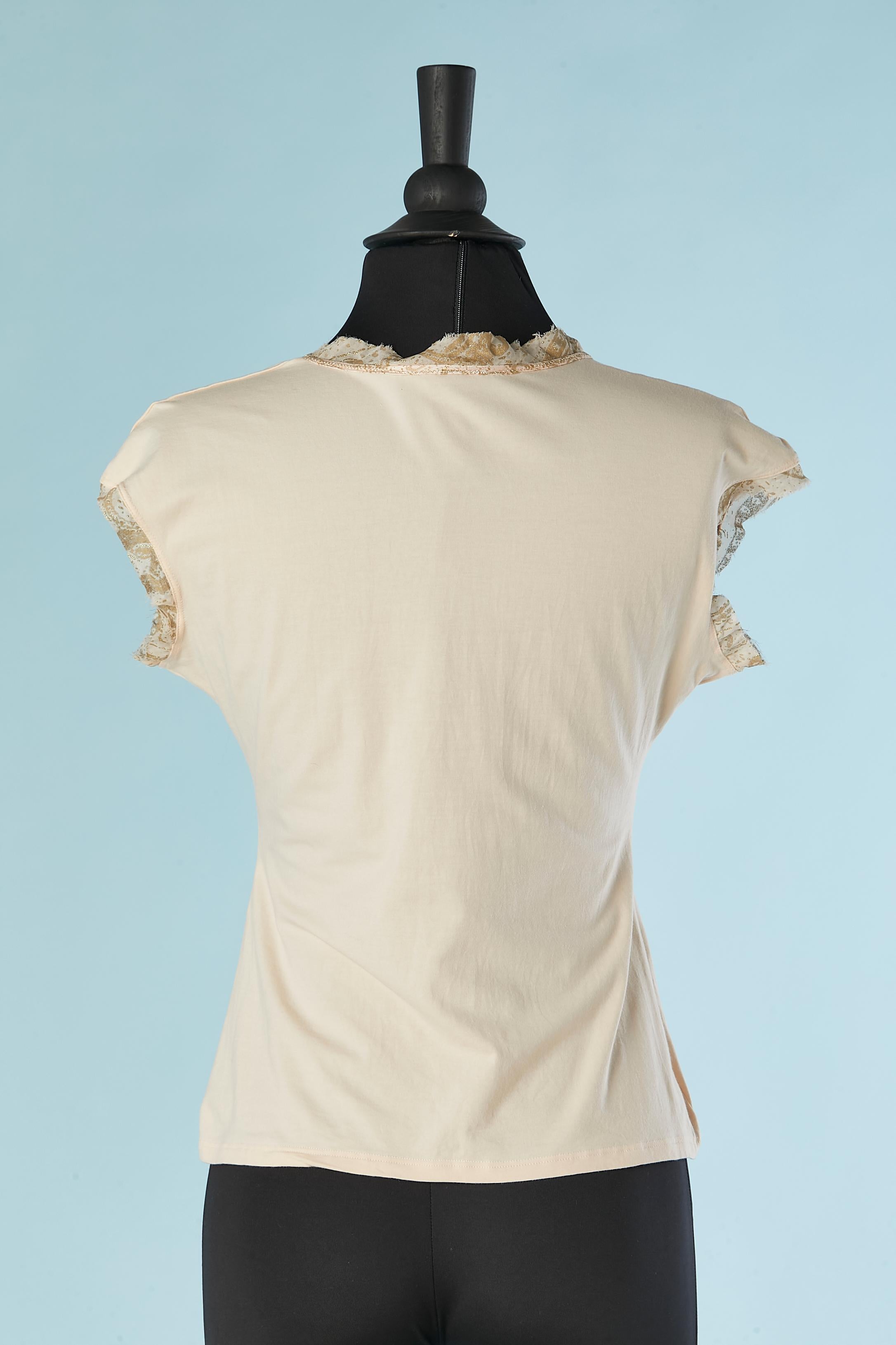 Pink sleeveless tee-shirt with silk laces in the front ROBERTO CAVALLI  For Sale 1