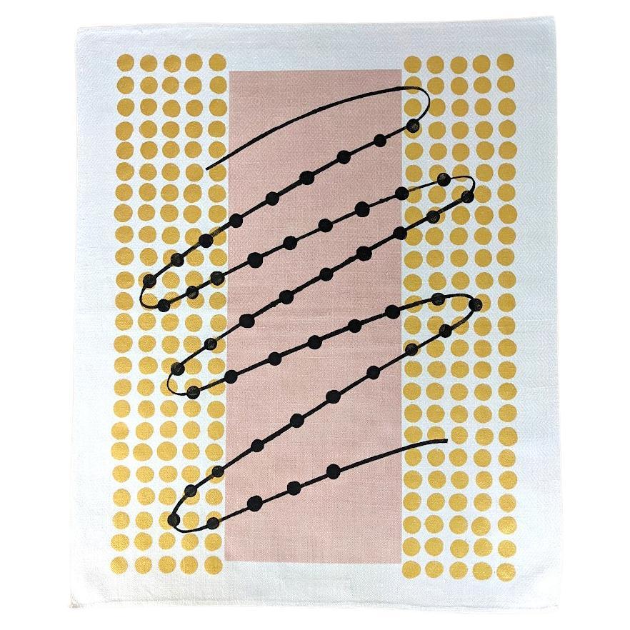 Pink Small: Textile Print on Linen Fabric towel by Kristina Lundsjö