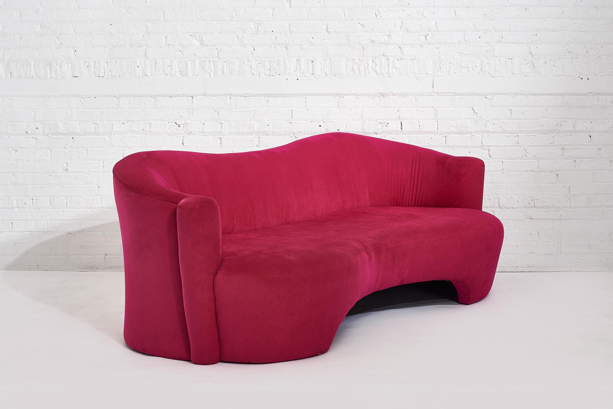 pink suede couch