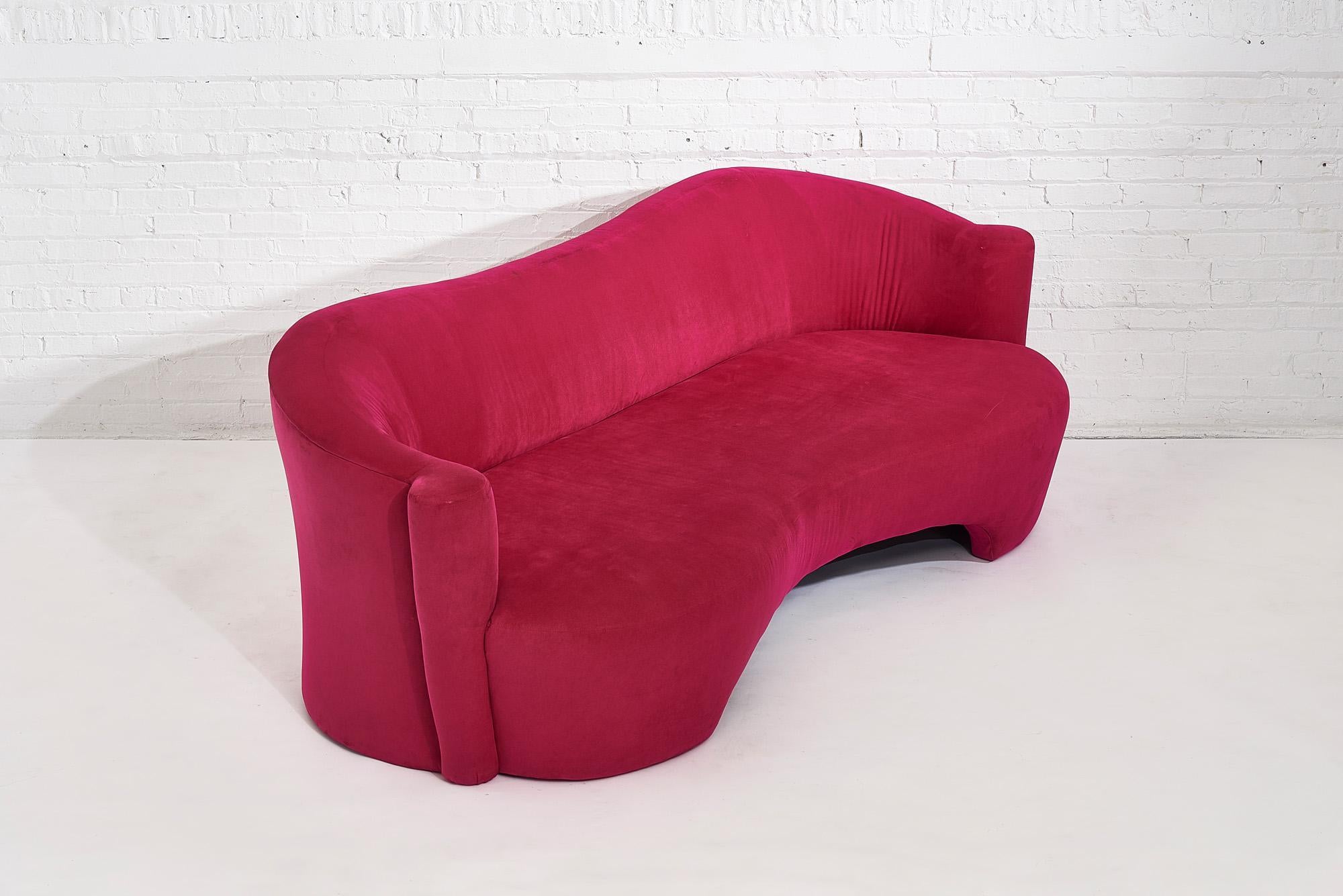 Modern Pink Micro Suede Sofa by Weiman, 1990s