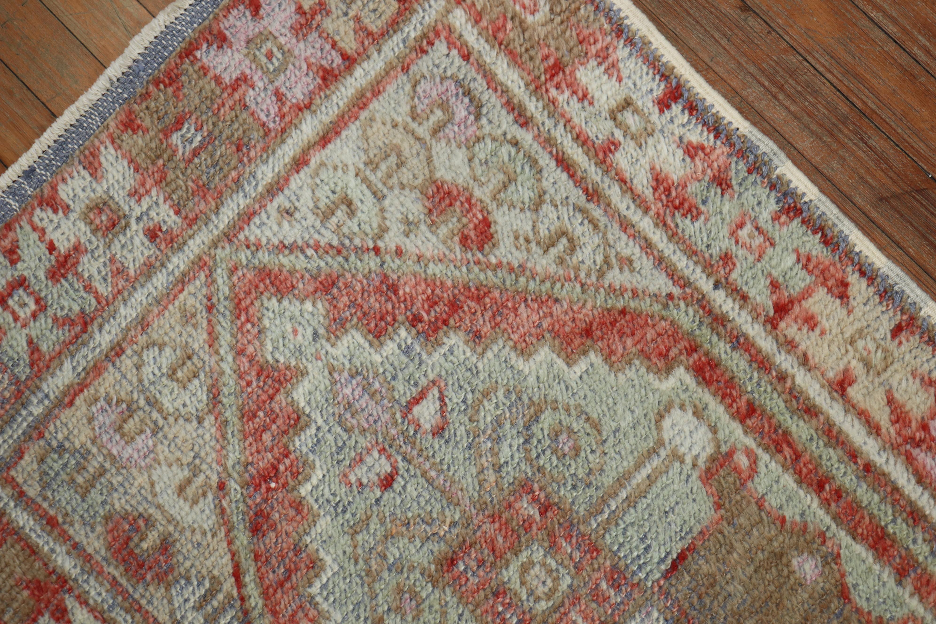 Pink Soft Coral Turkish Anatolian Rug, Mid-20th Century In Good Condition In New York, NY