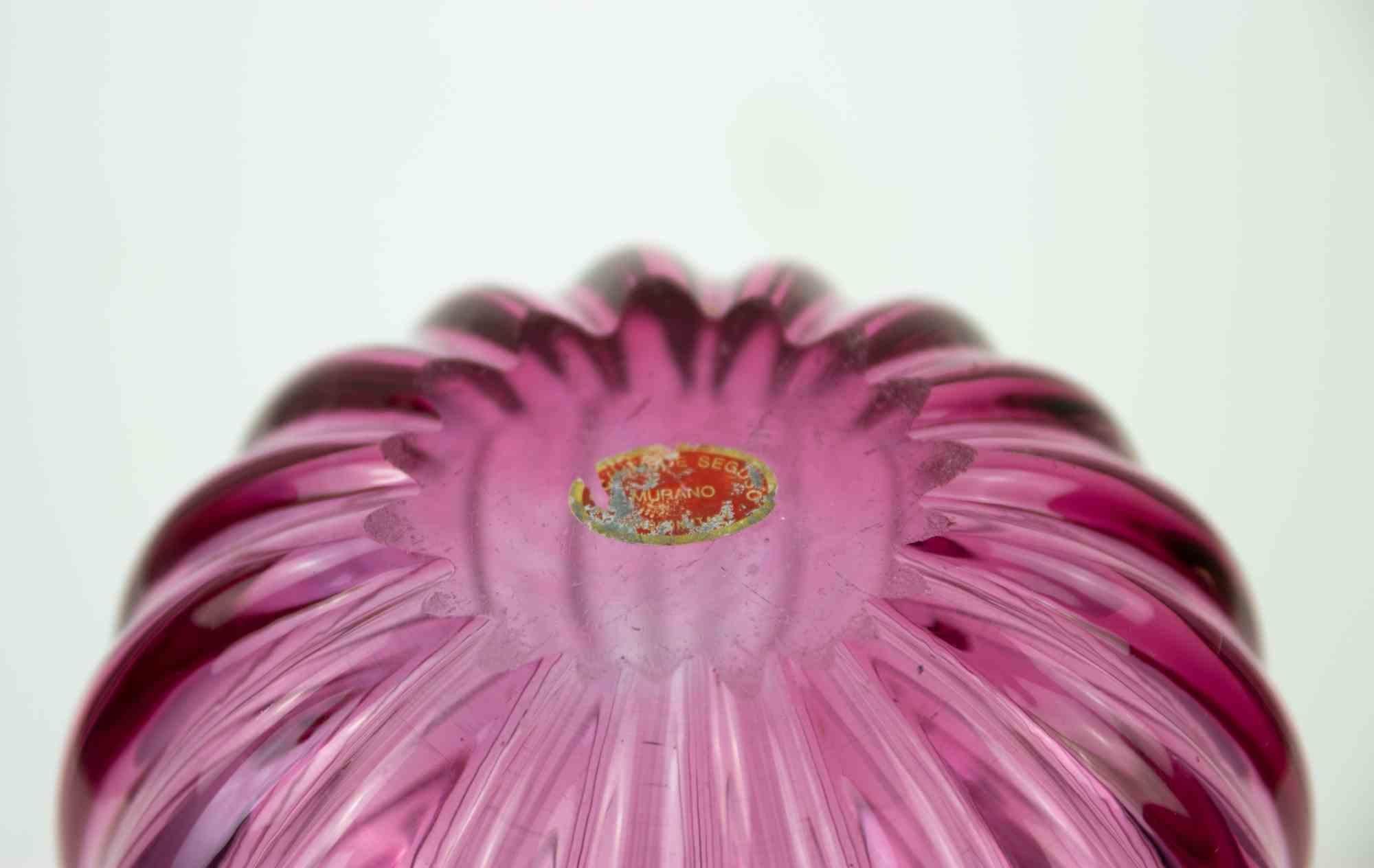 Italian Pink Sommerso Ribbed Vase by Archimede Segusto, Italy, 1970s For Sale