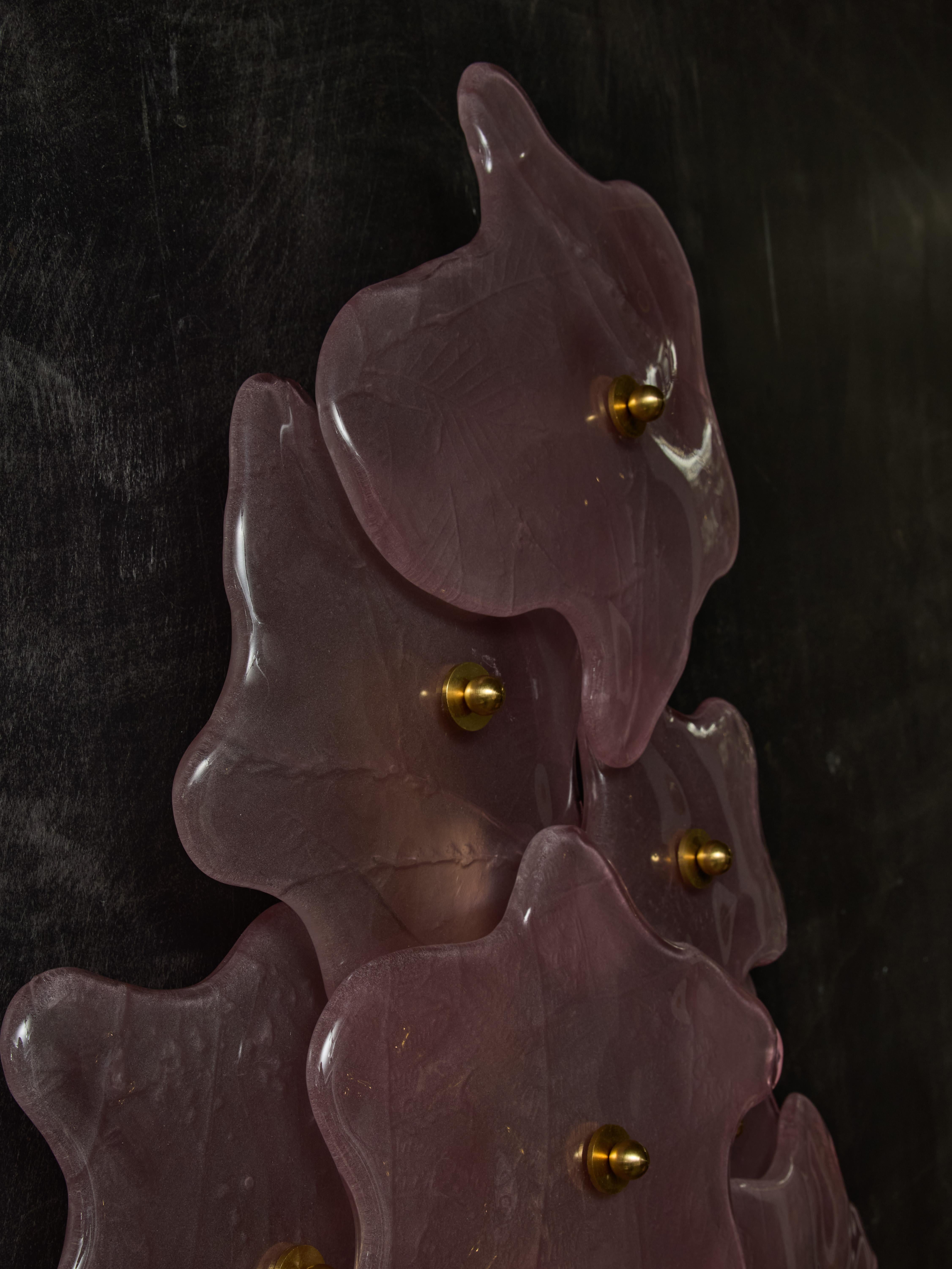 XXIe siècle et contemporain Appliques murales en verre Murano à éclats roses