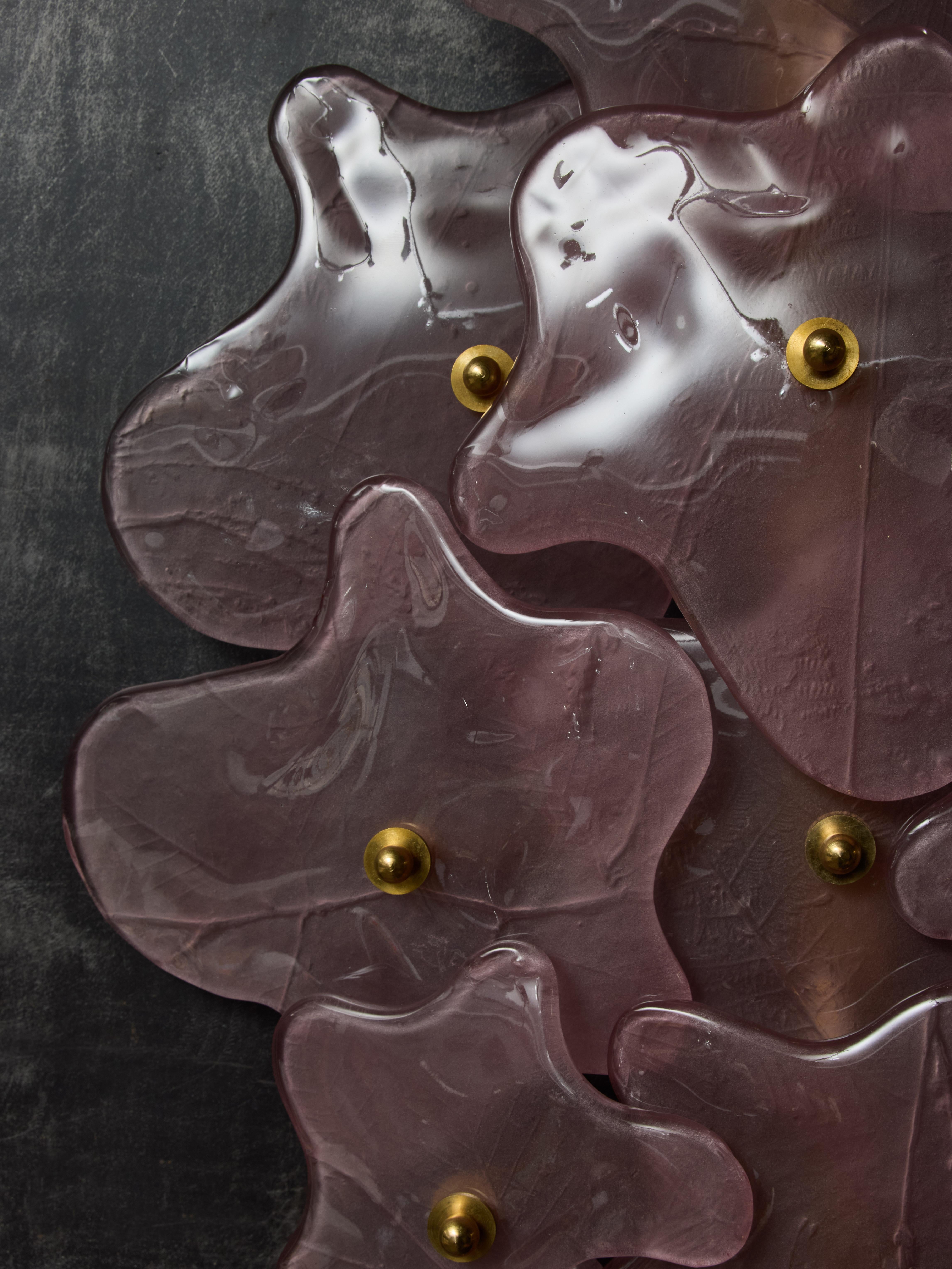 Appliques murales en verre Murano à éclats roses 1