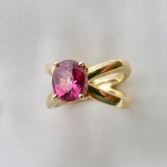 Pink Spinel, 18 Karat Gold and Diamond Crown Ring