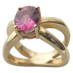 Pink Spinel, 18 Karat Gold and Diamond Crown Ring