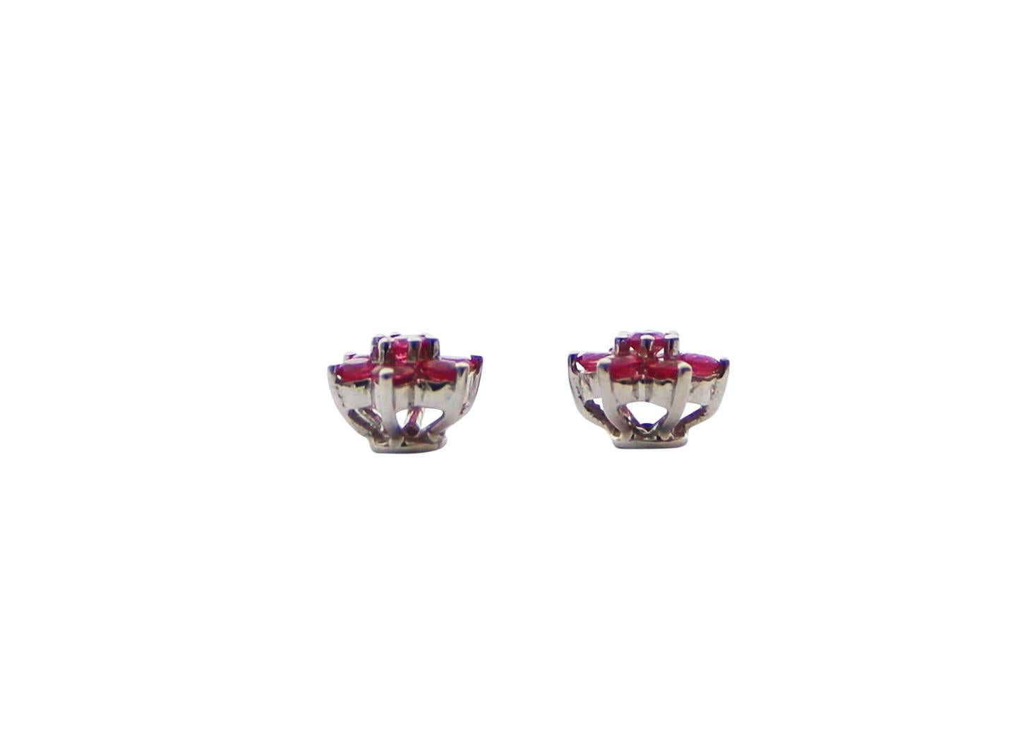 Modern Pink Spinel 18 Karat White Gold Flower Stud Earrings For Sale