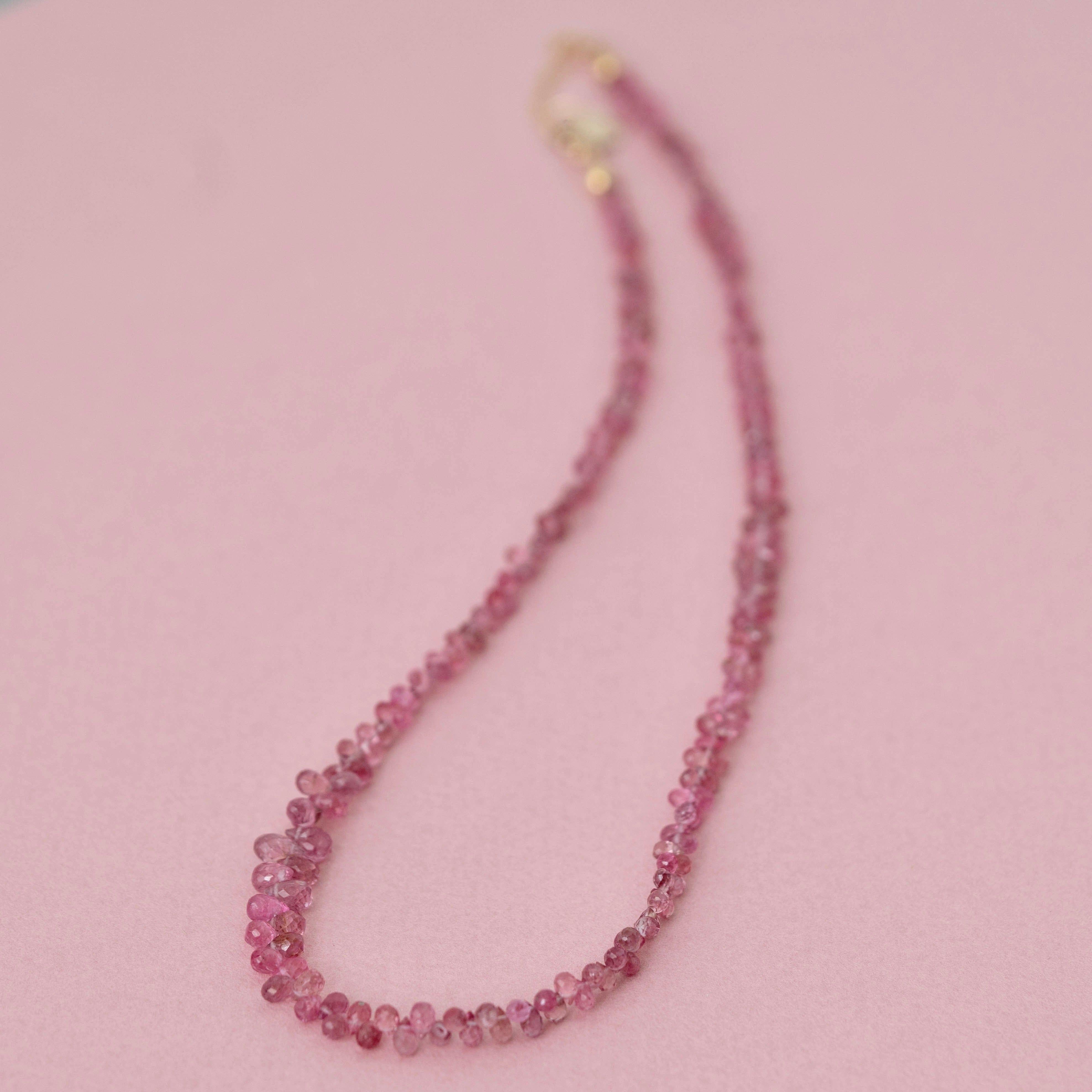 Pink Spinel 18ct Gold Gemstone Necklace For Sale 1