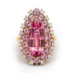 Pink Spinel and Diamonds Ring, 18k Rose Gold, Pink Spinels and Diamonds Ring