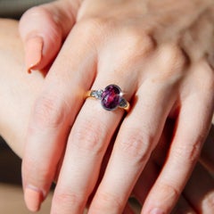Pink Spinel and Heart Diamond Duo Contemporary 18 Carat Gold Three Stone Ring