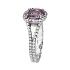 2.22 Carat Cushion Pink Spinel Diamond Cocktail Ring in Platinum