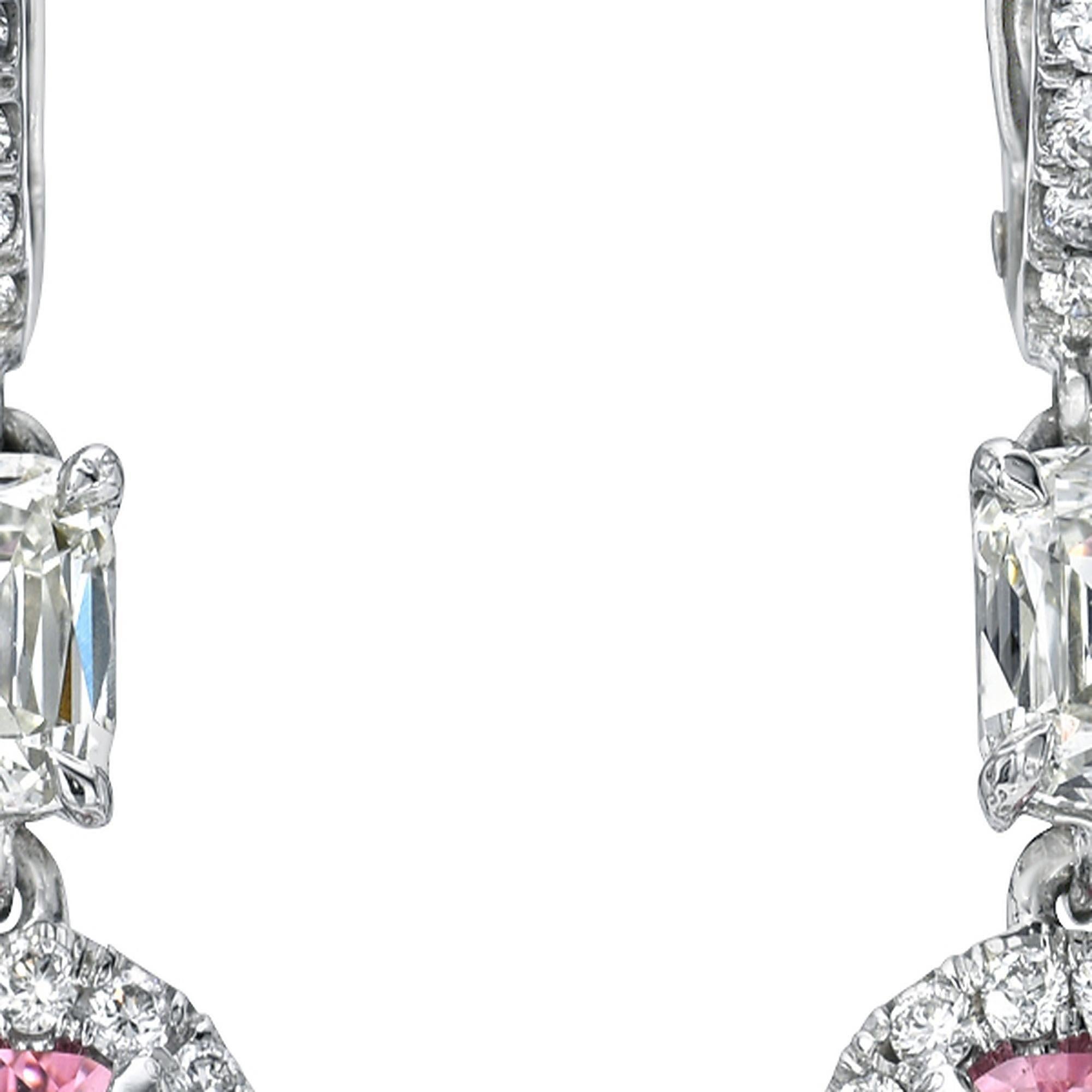 De las mujeres Pendientes de diamantes espinela rosa 3,97 quilates talla esmeralda - Joyas Beverly Hills en venta