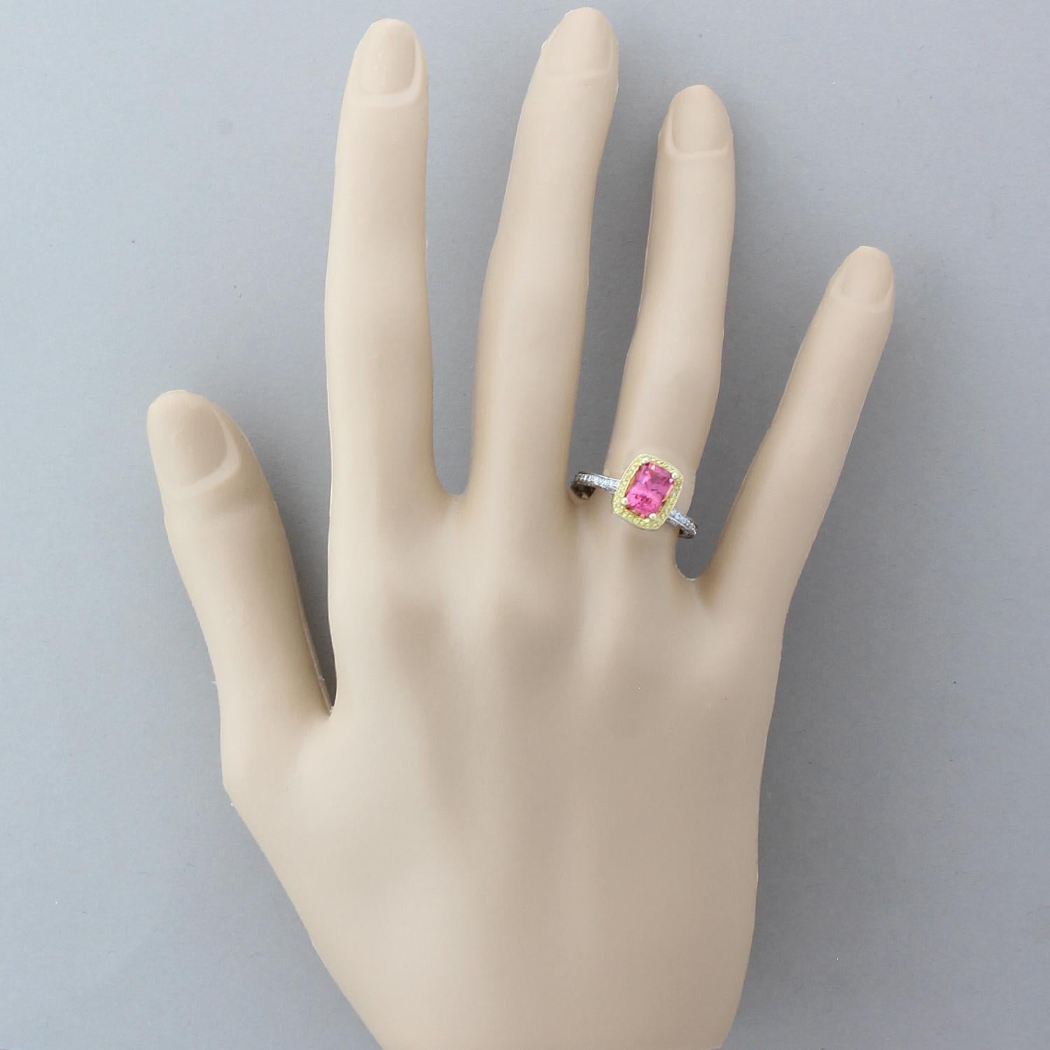 Cushion Cut Pink Spinel Diamond Gold Ring For Sale