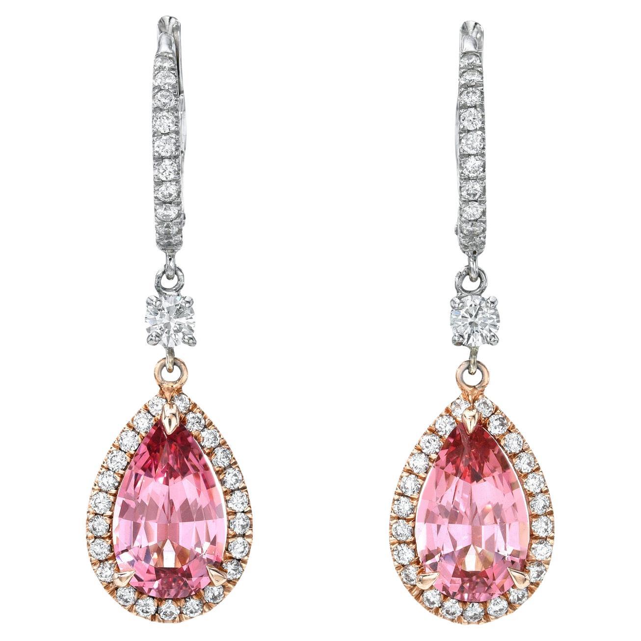 Stunning 14K Rose & White Gold Pink Spinel & Diamond Earrings - Luxury Gift