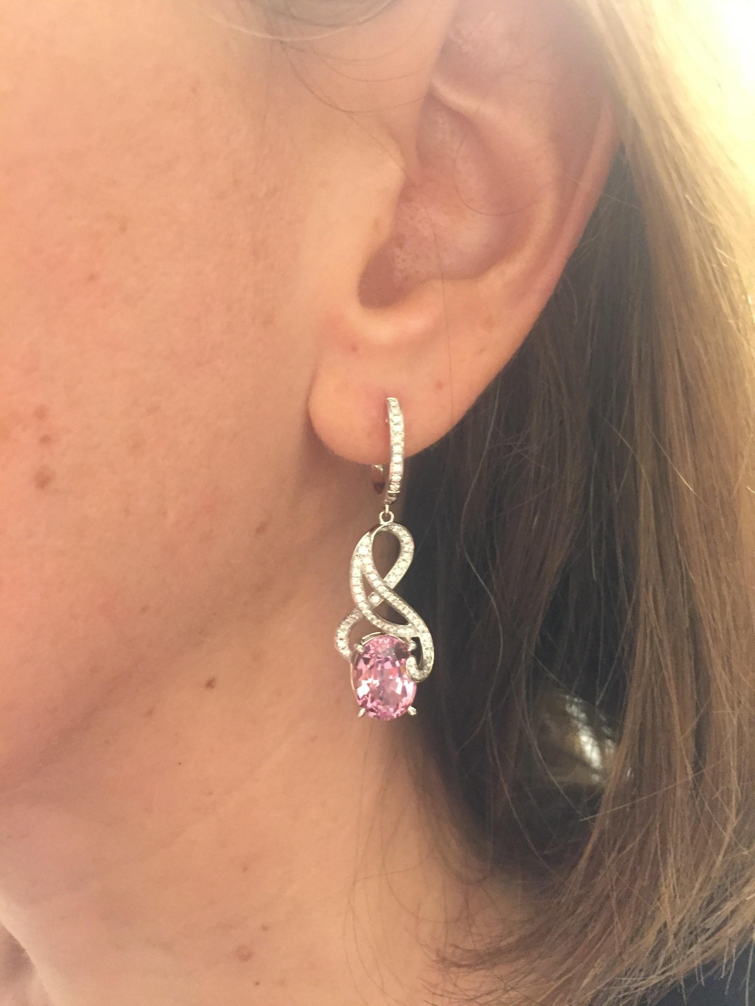 Oval Cut Pink Spinel Earrings 7.00 Carats Ovals For Sale