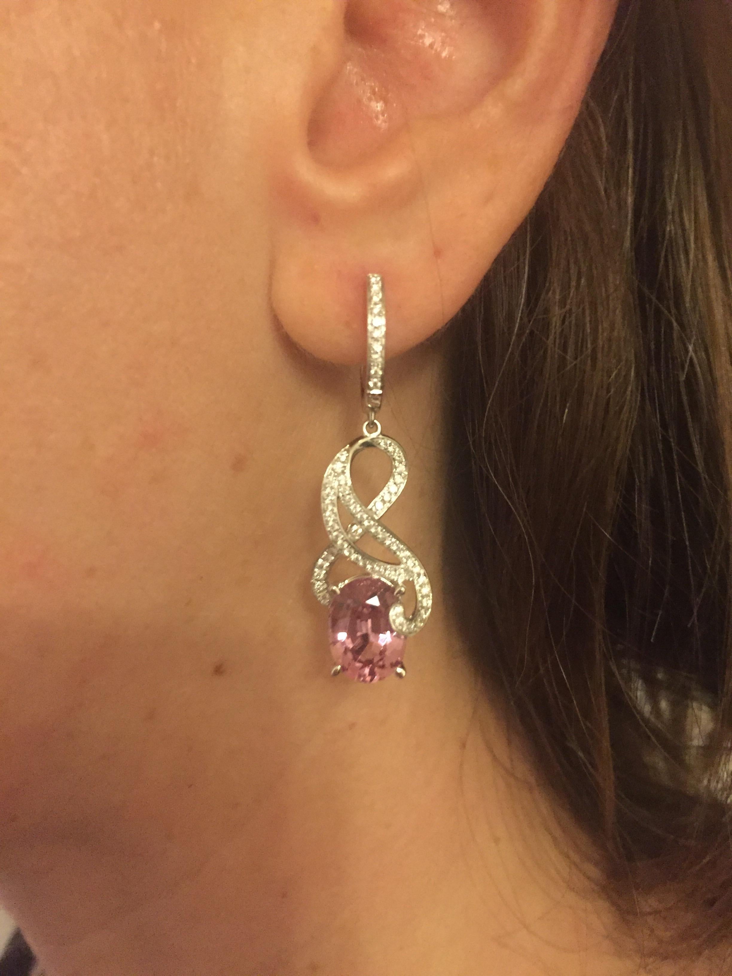 Pink Spinel Earrings 7.00 Carats Ovals In New Condition For Sale In Beverly Hills, CA