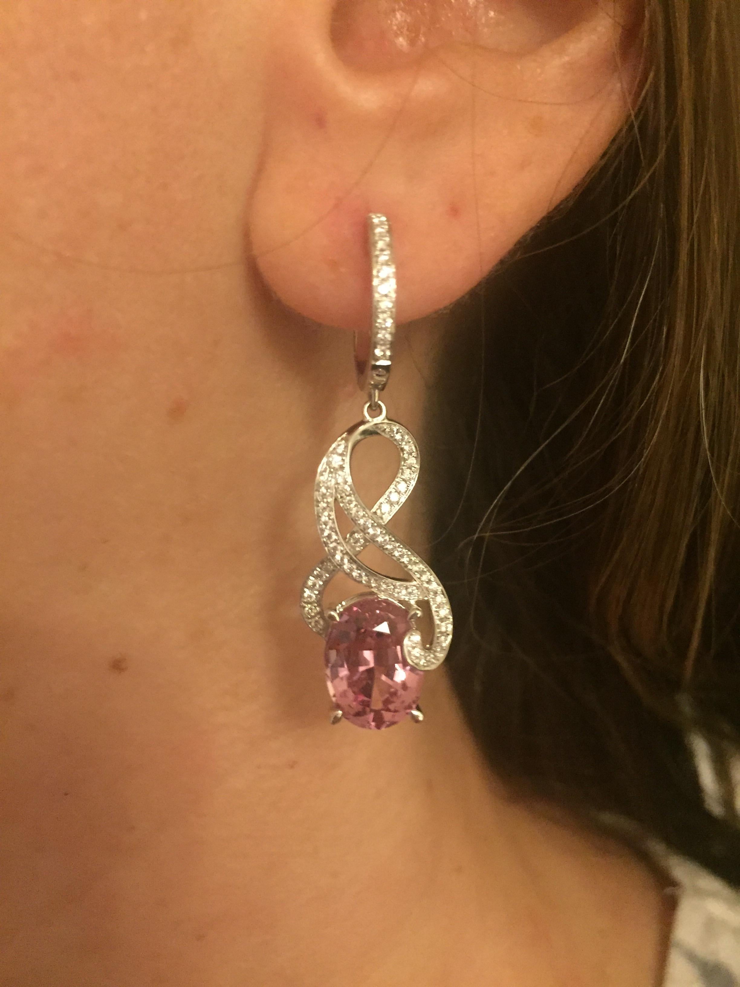 Women's Pink Spinel Earrings 7.00 Carats Ovals For Sale
