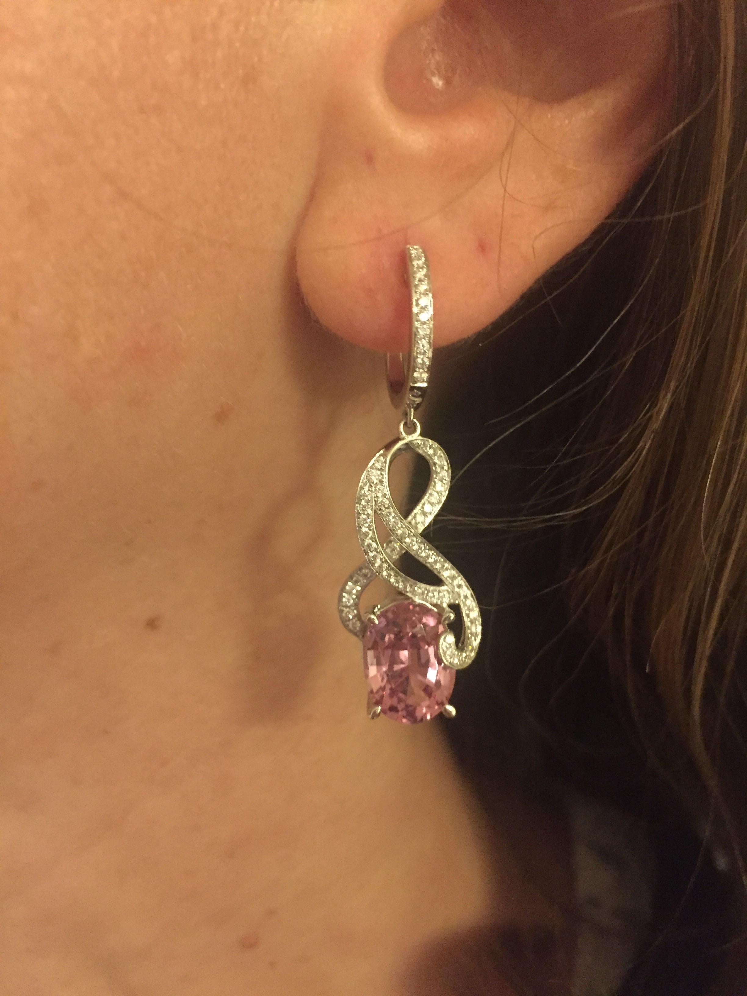 Pink Spinel Earrings 7.00 Carats Ovals For Sale 2