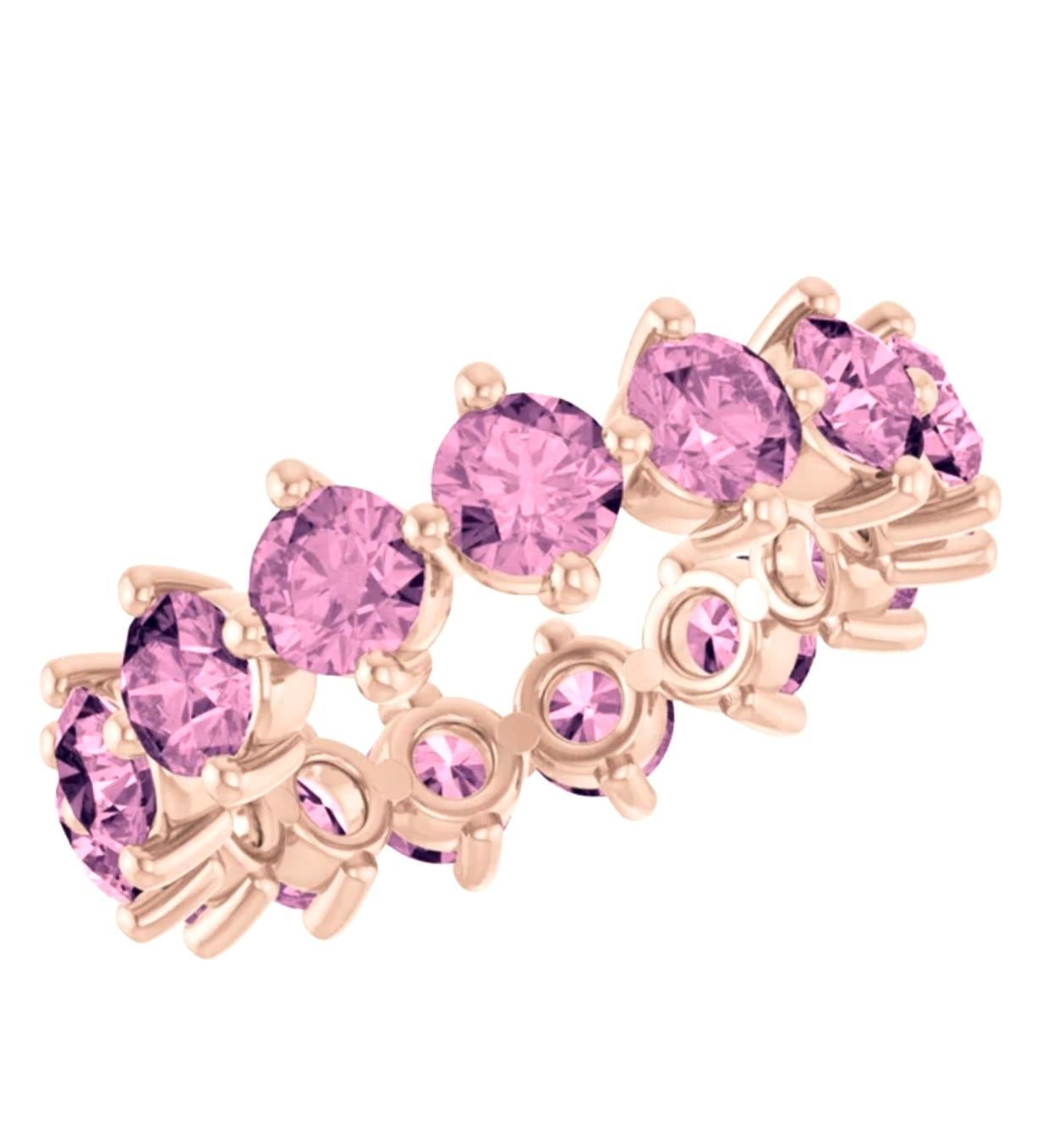 Pink Spinel Eternity Band Gold Ring 4.2mm For Sale 1