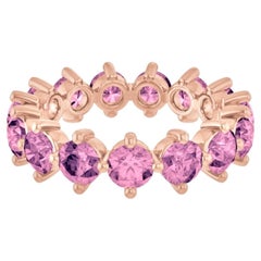 Pink Spinel Eternity Band Gold Ring 4.2mm