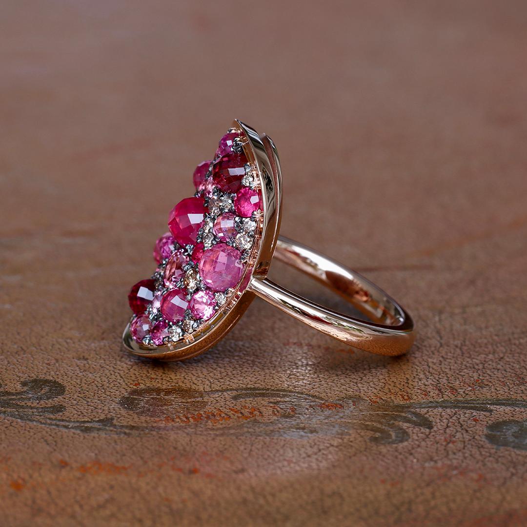 Bague Mahenge Spinel Pink Tourmaline Pink Diamond Ruby Mosaic set pave Pour femmes en vente